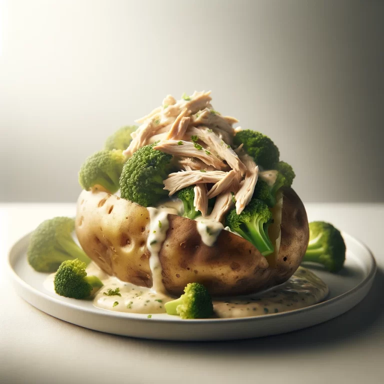 DALL·E chicken alfredo broccoli baked potato